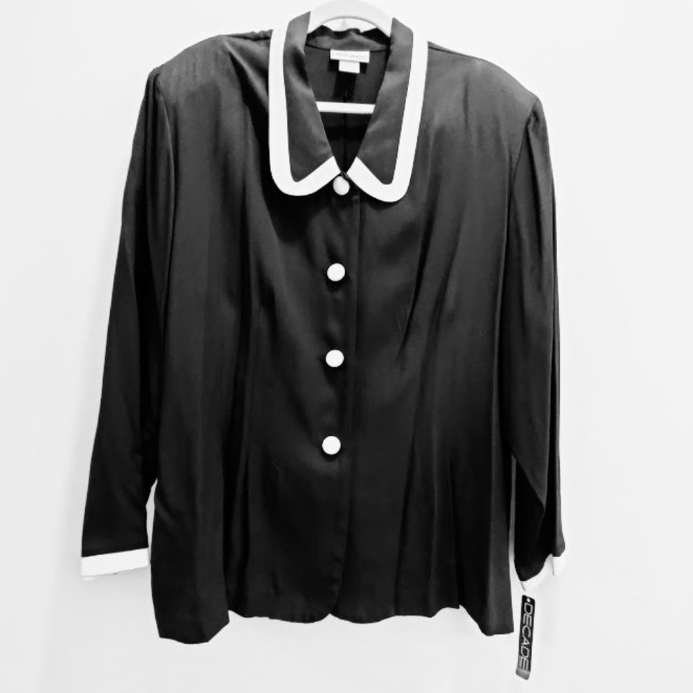 *NEW* Vintage Decade Designs 2-Pc Suit, pull on Pants, Black & White, Size 26W - Picture 2 of 16